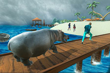 Wild Hippo Beach Simulator