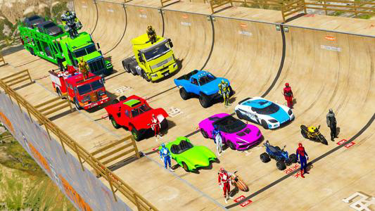 Crazy Superhero Car Stunt Race