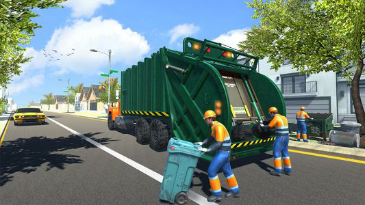 City Garbage Truck Driving