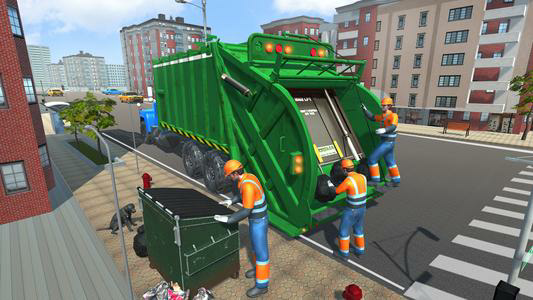 City Garbage Truck Driving