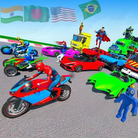 Crazy Superhero Car Stunt Race