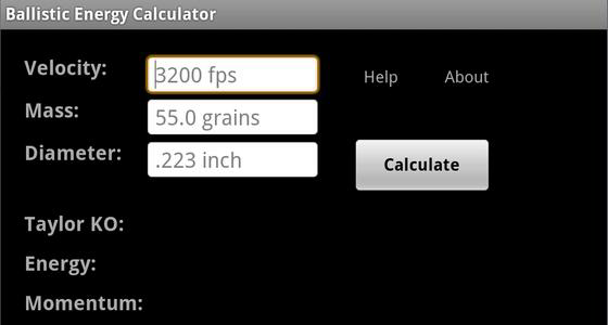 Ballistic Energy Calc