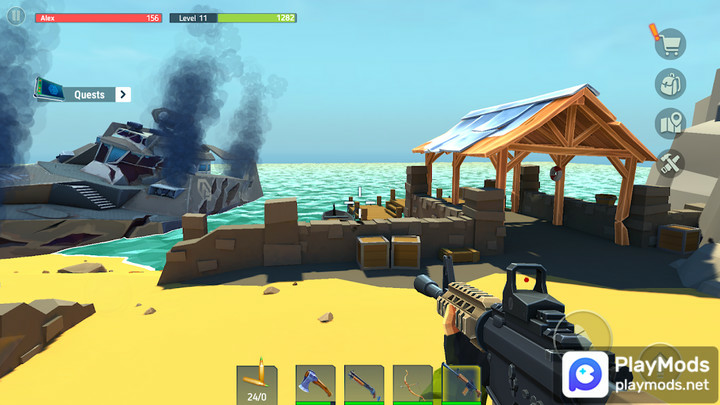 Tegra: Crafting and Building Survival ShooterMod  Apk v1.6.16(Gold coins can be bought)