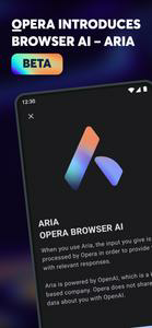 Opera browser beta with AI