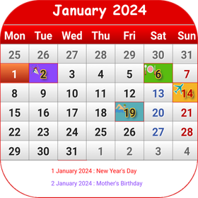 Thai Calendar 2024