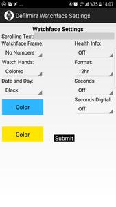 Defilmirz Watchface Settings