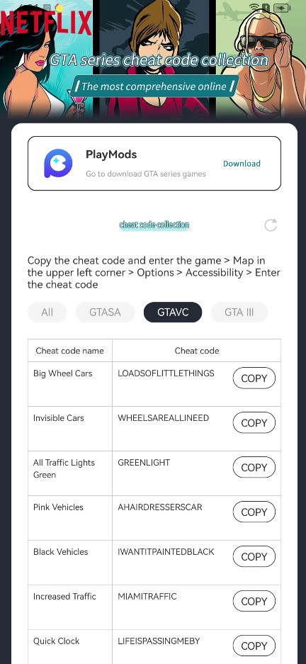 GTA Series Cheat Code Collection Apk v1.0