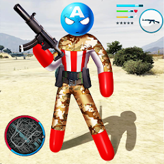 Army Capitaine american Stickman Rope Hero OffRoad Mod APK 1.1 [Unlimited money][Cracked]