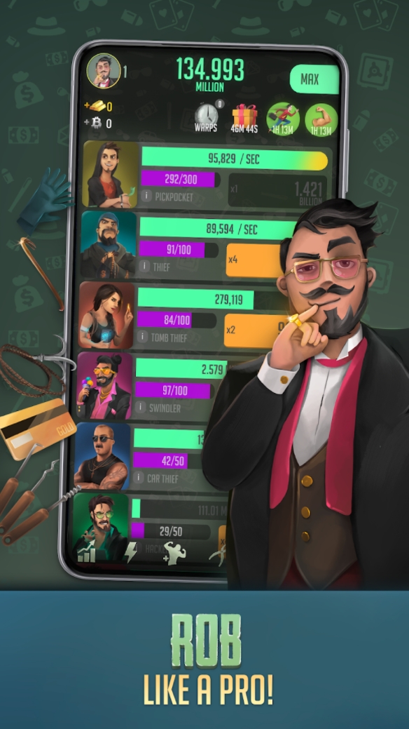 Idle Thieves - Mafia Tycoon Mod APK 1.0.38 [Remove ads][Mod speed]