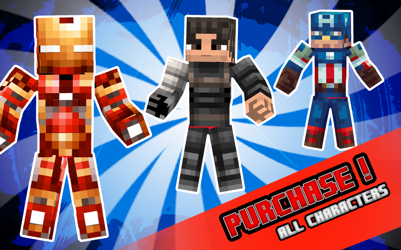 Super Heroes Team The Avengers Kung Fu Action Fighting Minecraft Skins Games