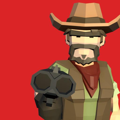 Wild West Cowboy Story - Revolver gunman polygon