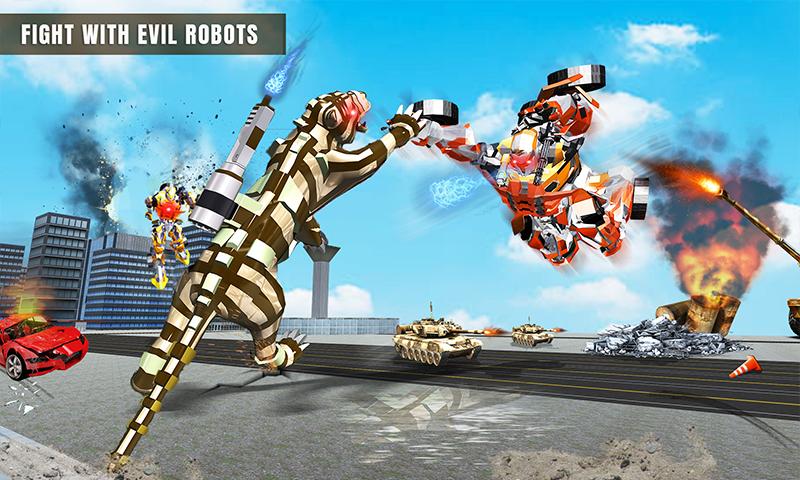 Furious Wild Tiger Robot Tank Robot Transform Game