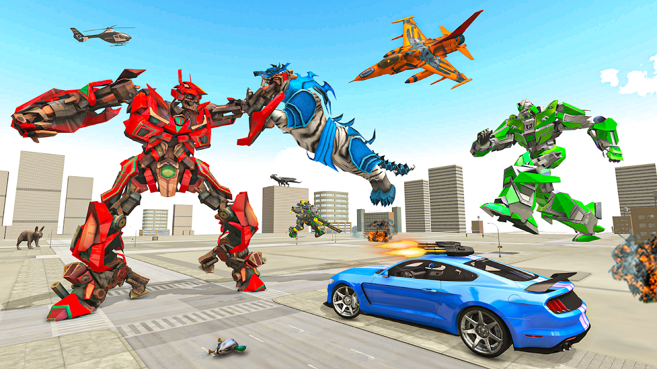 Police Tiger Robot Car Game 3d