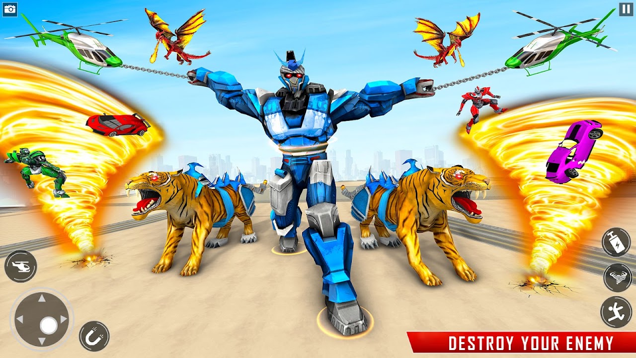 Police Tiger Robot Car Game 3d