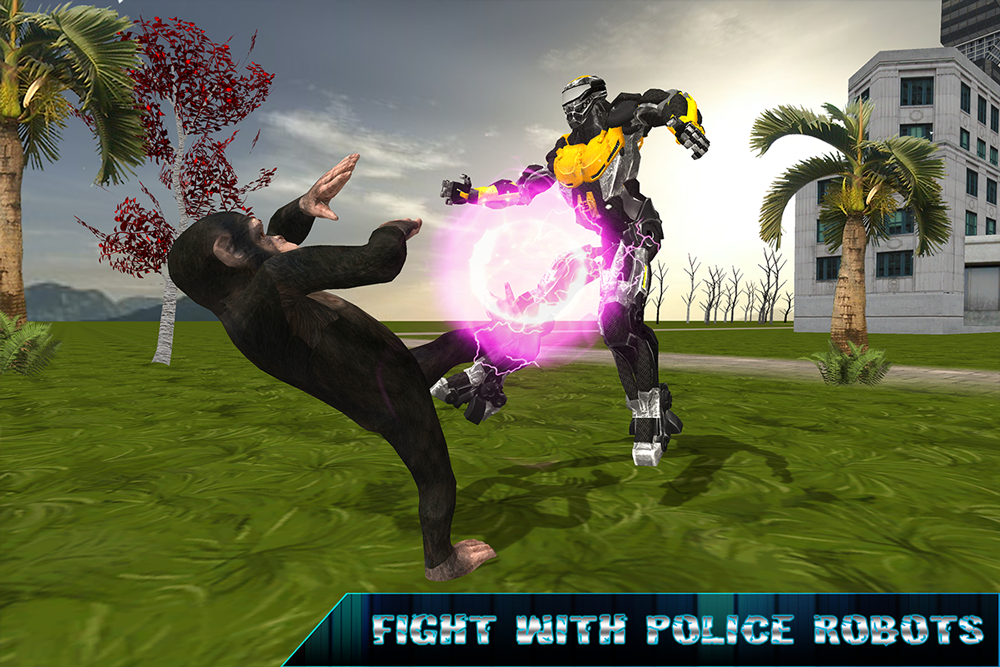 Flying Apes vs. Police Robot Survival