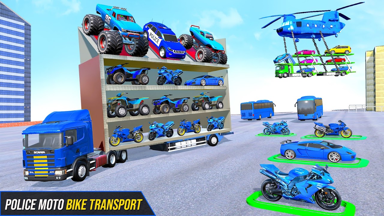 Police Bike Transport Car Game