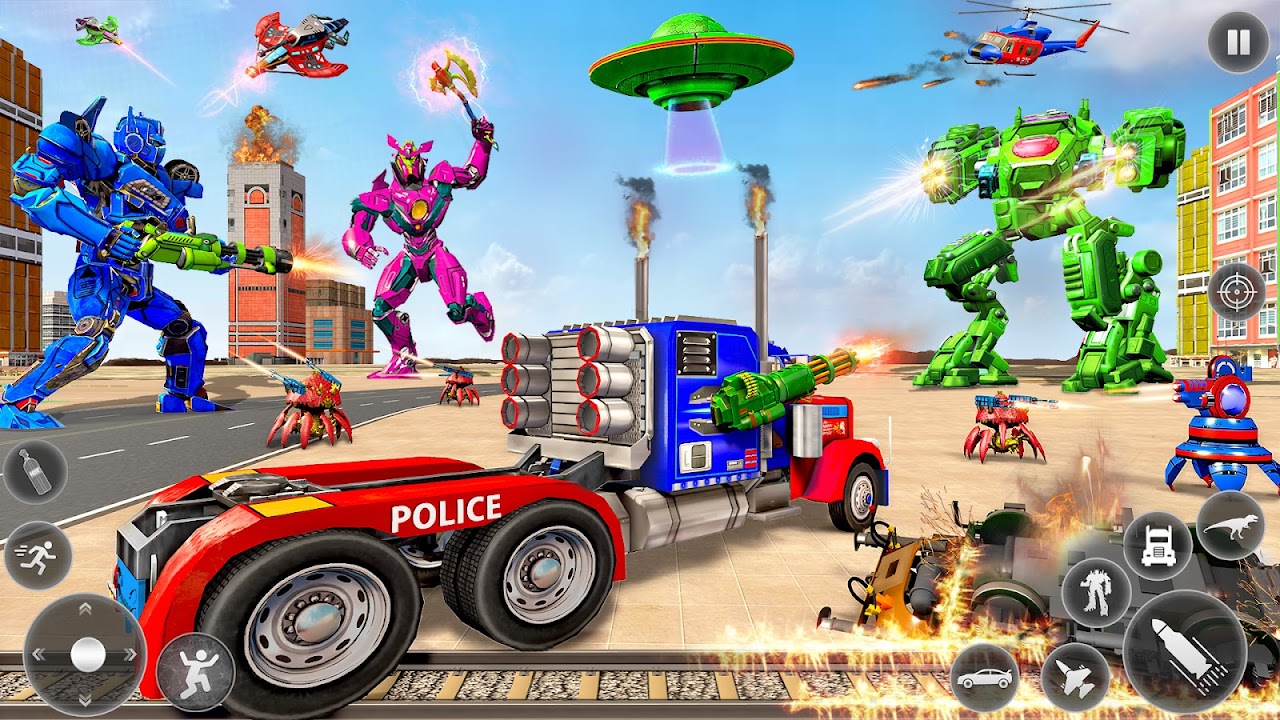 Police Truck Robot Car Game 3D