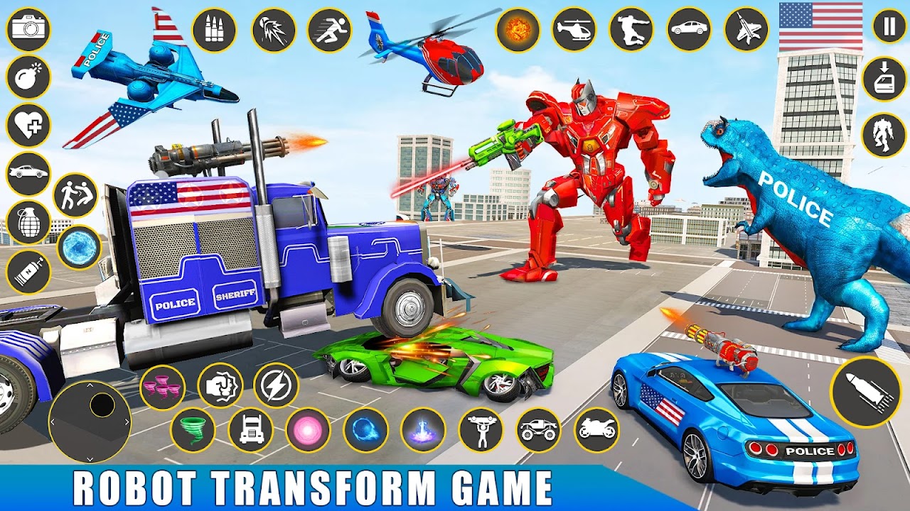 Police Truck Robot Car Game 3D