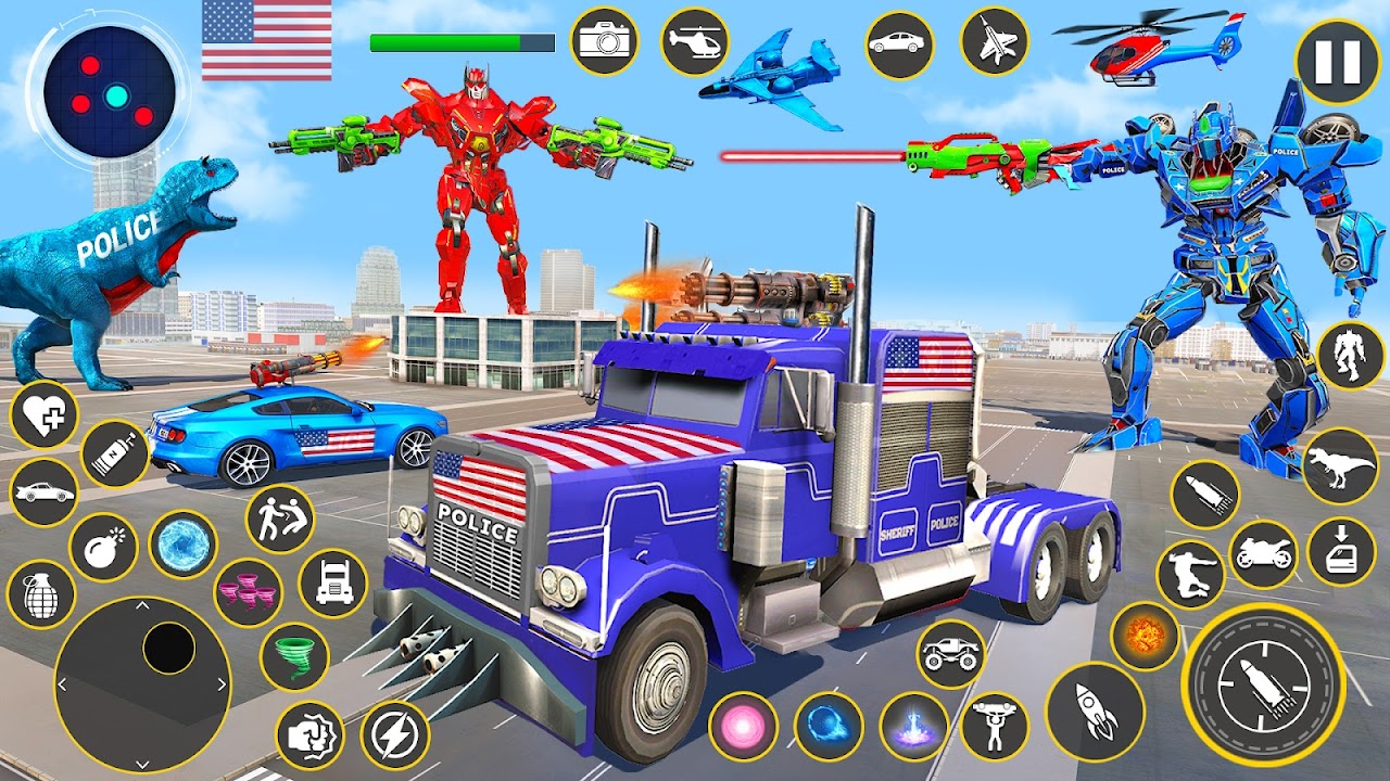 Police Truck Robot Car Game 3D