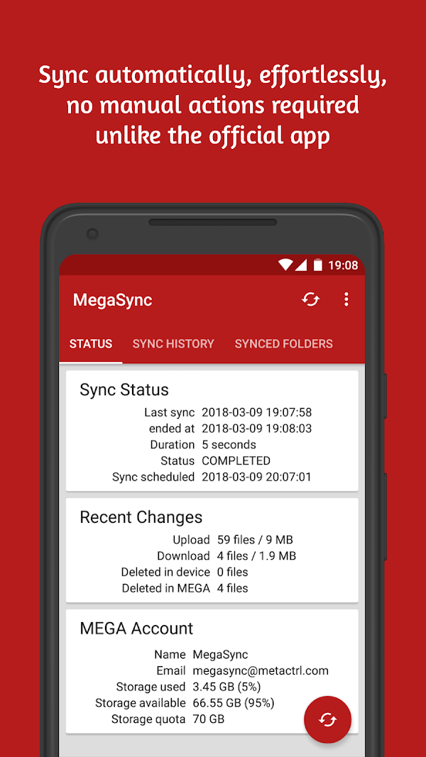 Autosync for MEGA - MegaSync