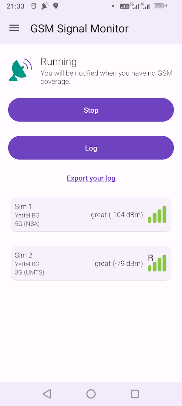 GSM Signal Monitor & SIM Info