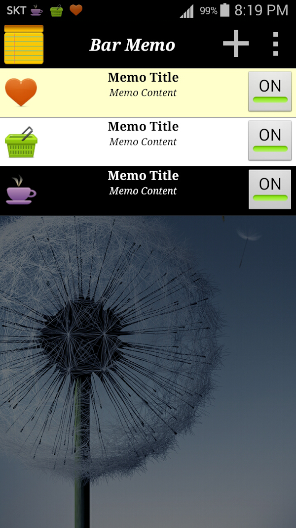 Simple Memo on Status Bar