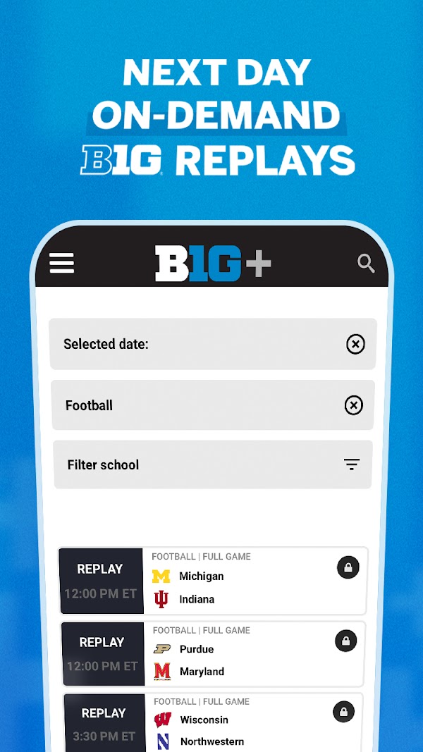 B1G+: Watch College Sports