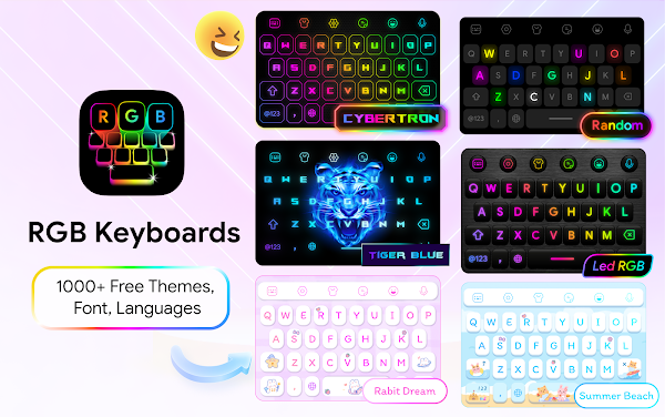 Neon Led Keyboard: Emoji, Font