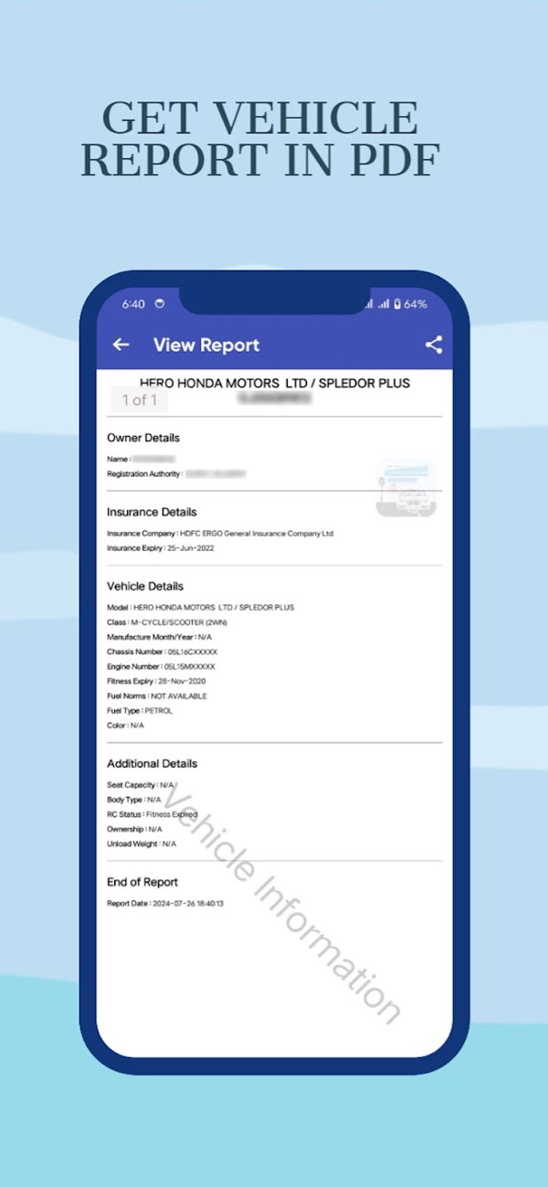 Vehicle & Driving Licence Info